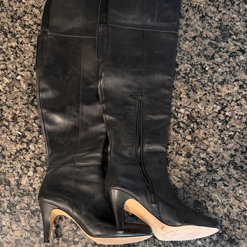 Vince Camuto Black Leather Heeled Boots